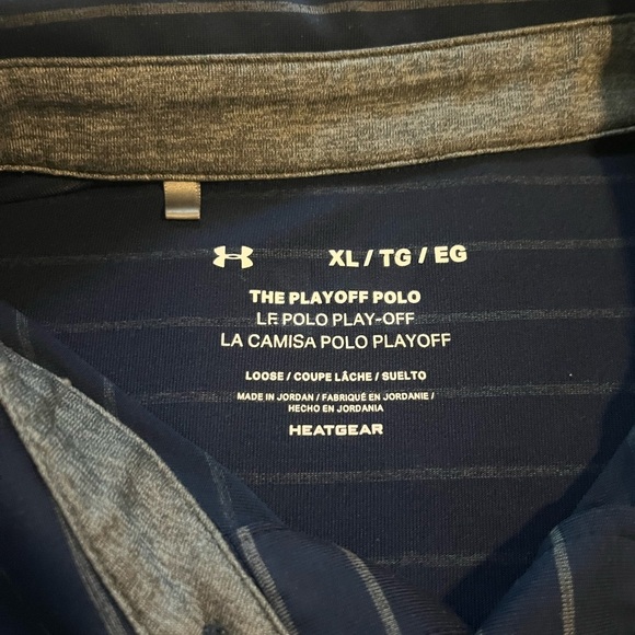 Under Armour Men's Dark Blue Striped Polo - Picture 4 of 6